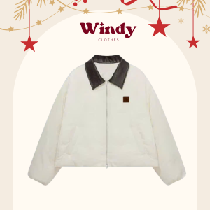 Áo khoác chần bông phối cổ da Windy